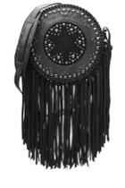 Zadig & Voltaire Zadig & Voltaire Embellished Leather Shoulder Bag With Fringe - Black
