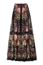 Roberto Cavalli Roberto Cavalli Printed Silk Maxi Skirt With Lace Inserts