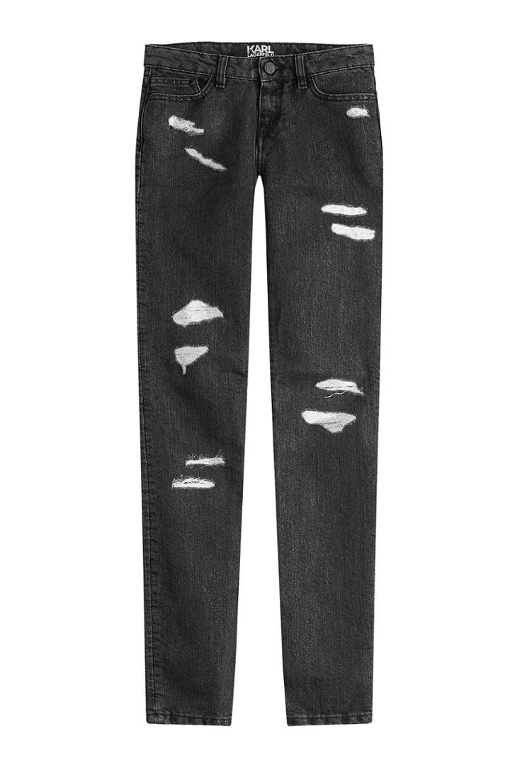 Karl Lagerfeld Karl Lagerfeld Distressed Skinny Jeans - Black