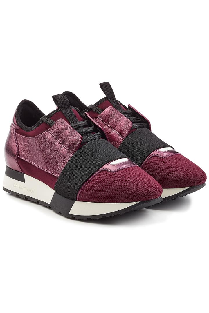 Balenciaga Balenciaga Race Sneakers With Metallic Leather, Mesh And Suede