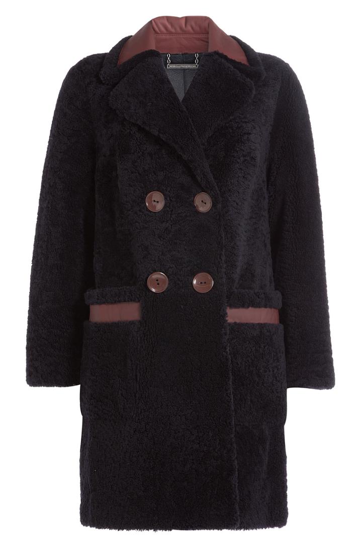 Diane Von Furstenberg Diane Von Furstenberg Shearling Coat With Contrast Trim
