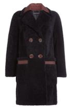Diane Von Furstenberg Diane Von Furstenberg Shearling Coat With Contrast Trim
