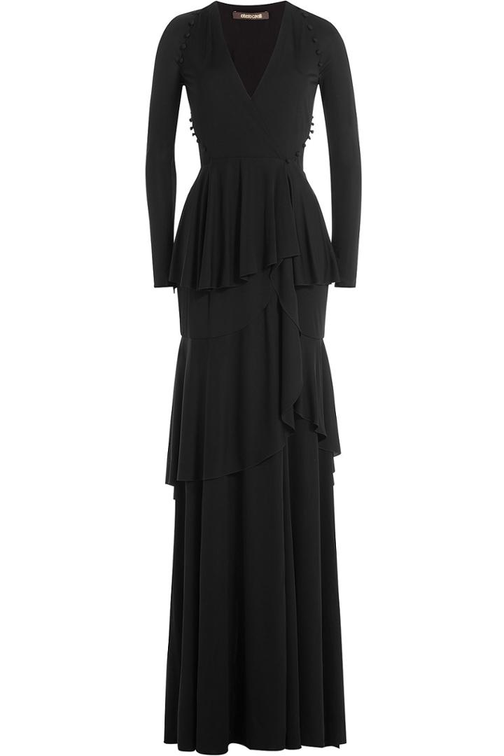 Roberto Cavalli Roberto Cavalli Tiered Evening Gown - Black