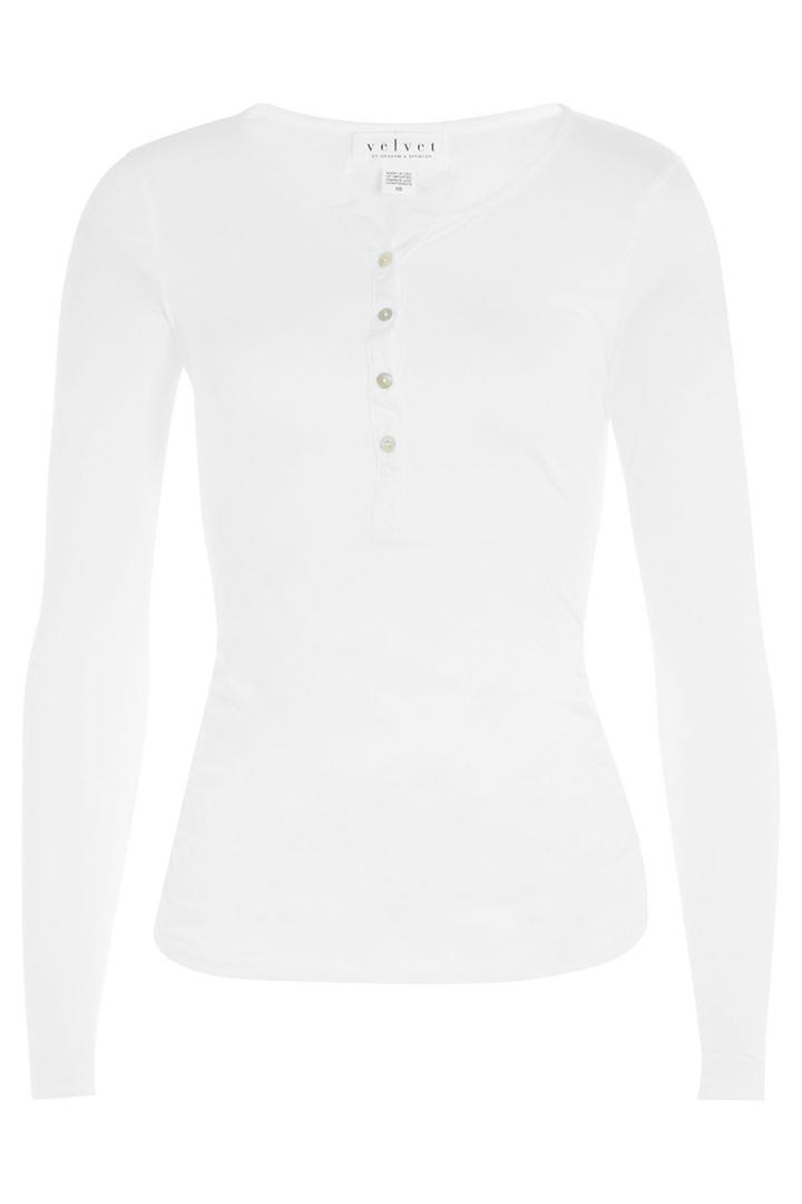 Velvet Velvet Jersey Top With Buttons - White