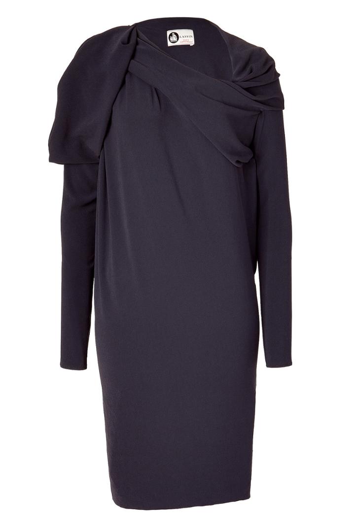 Lanvin Lanvin Dark Blue Draped Jersey Dress