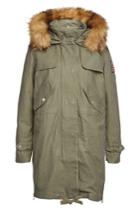 True Religion True Religion Cotton Parka With Faux Fur-trimmed Hood - Green