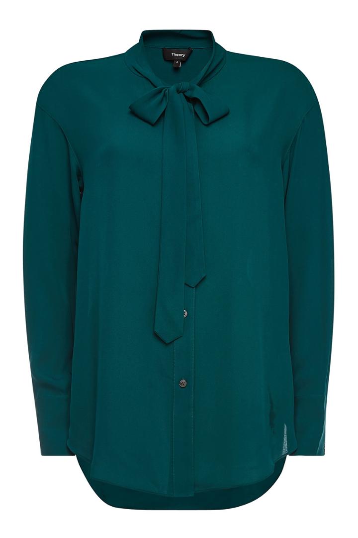 Theory Theory Weekender Silk Tie-neck Blouse
