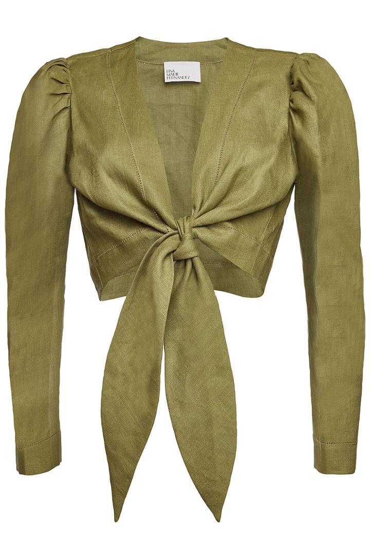 Lisa Marie Fernandez Lisa Marie Fernandez Linen Pouf Sleeve Tie Blouse