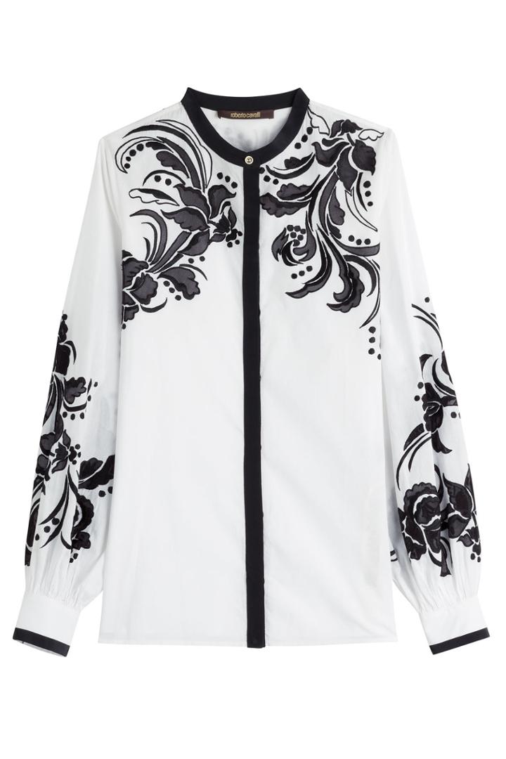 Roberto Cavalli Roberto Cavalli Embroidered Cotton Blouse - White