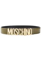 Moschino Moschino Leather Belt With Logo Buckle