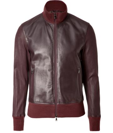 Neil Barrett Burgundy Leather Bomber Jacket