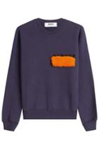 Msgm Msgm Cotton Pullover With Mink Fur - Blue