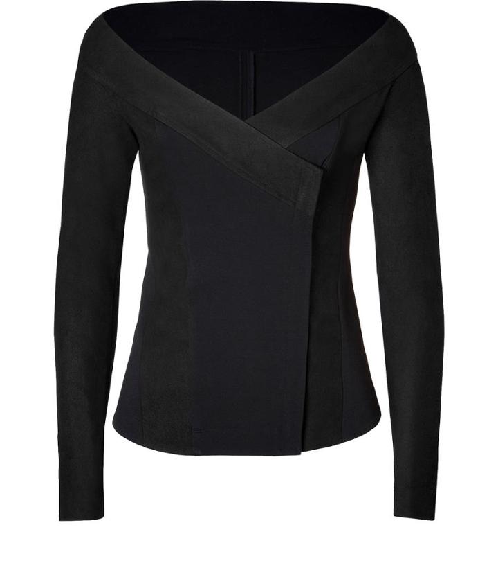 Donna Karan Leather Trimmed Jacket In Black