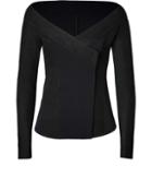 Donna Karan Leather Trimmed Jacket In Black