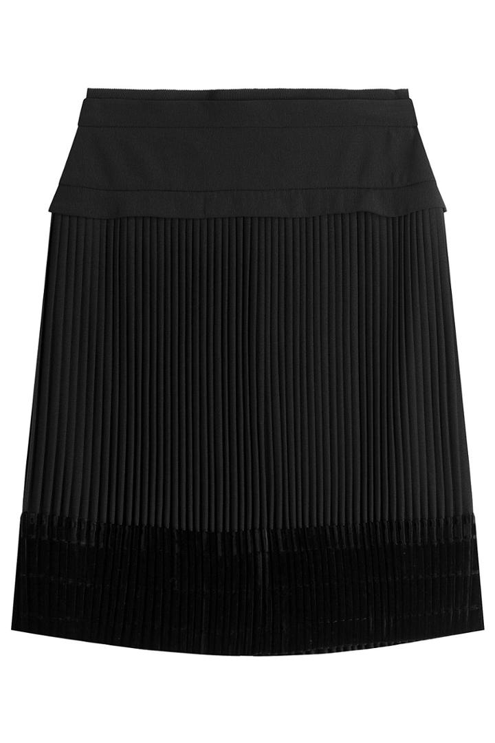 Carven Carven Pleated Skirt With Velvet - Black