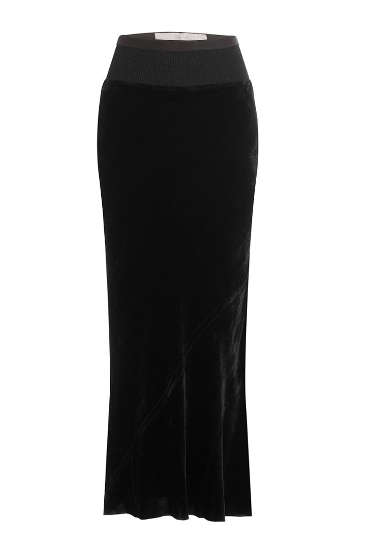 Rick Owens Rick Owens Velvet Maxi Skirt With Silk - Black