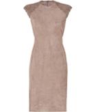 Ralph Lauren Black Label Suede/laser Cut Leather Portia Dress In Mink