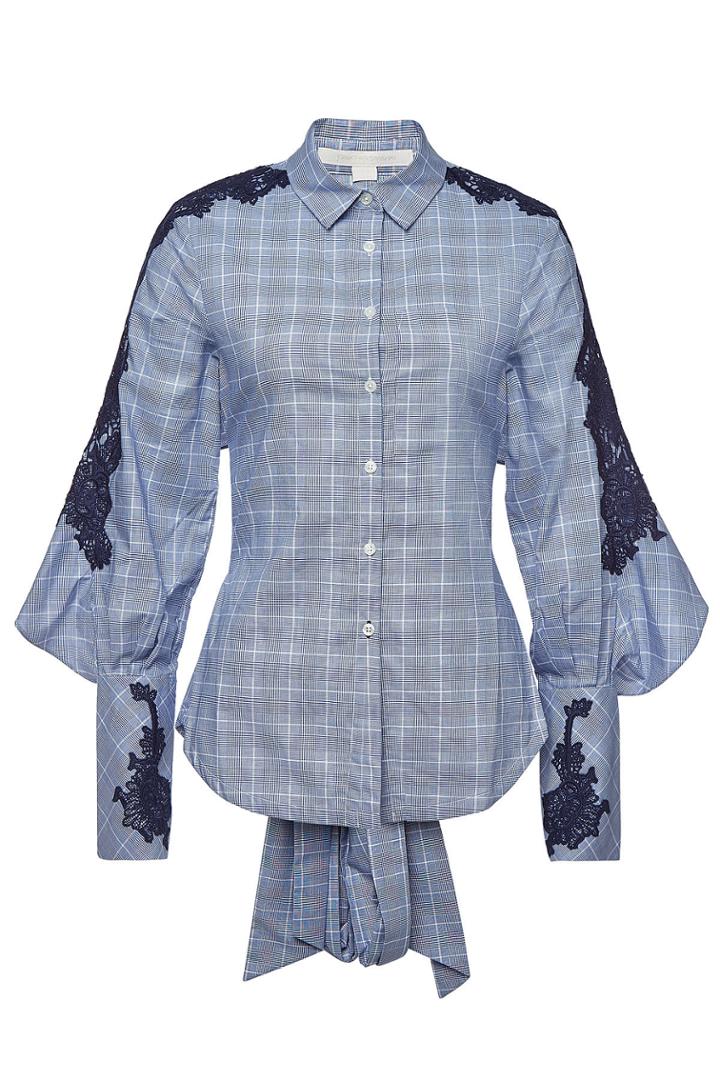 Jonathan Simkhai Jonathan Simkhai Cotton Plaid Lace Tieback Shirt