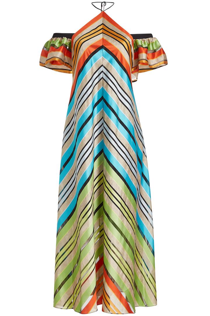 Mary Katrantzou Mary Katrantzou Kahlo Striped Dress With Cotton And Linen