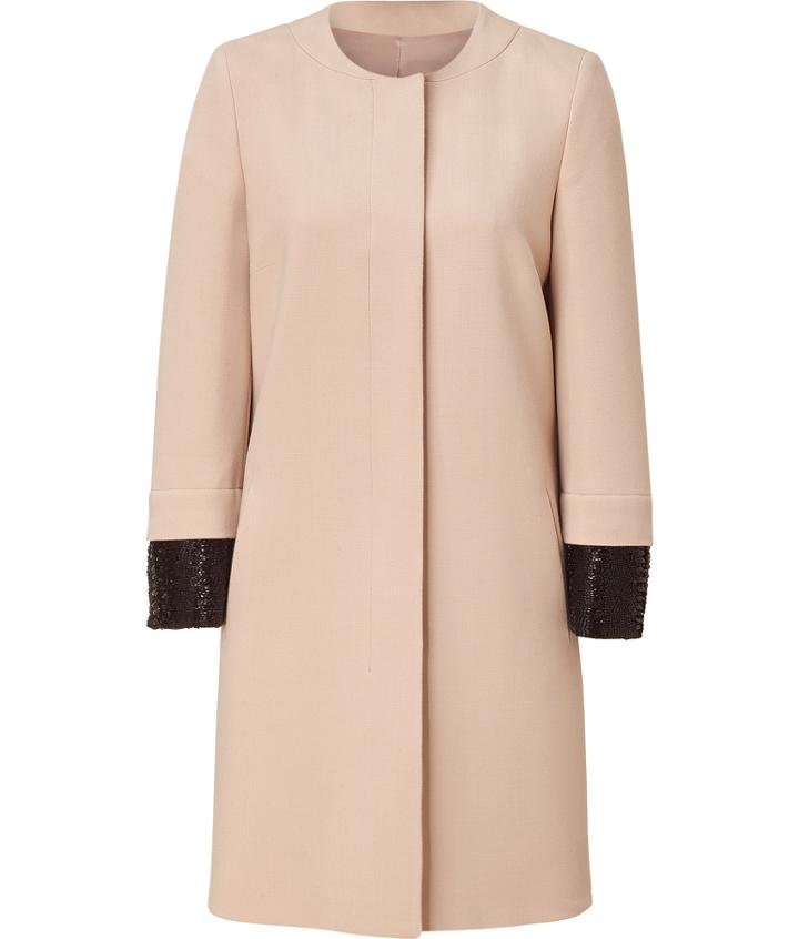 No.21 Nude Sequin Sleeve Coat