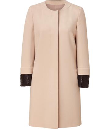 No.21 Nude Sequin Sleeve Coat