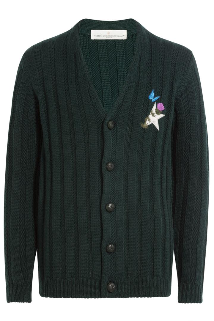 Golden Goose Golden Goose Virgin Wool Cardigan With Embroidered Detail - Green