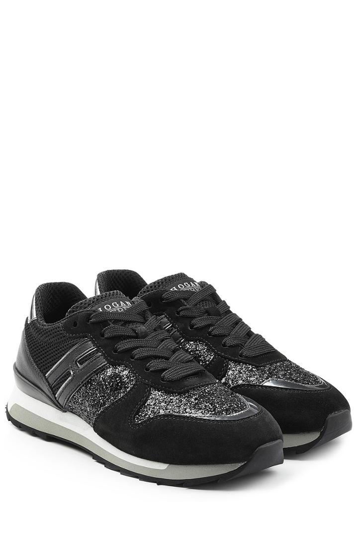 Hogan Rebel Hogan Rebel Suede And Glitter Platform Sneakers - Black
