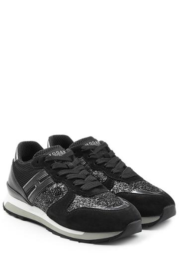 Hogan Rebel Hogan Rebel Suede And Glitter Platform Sneakers - Black