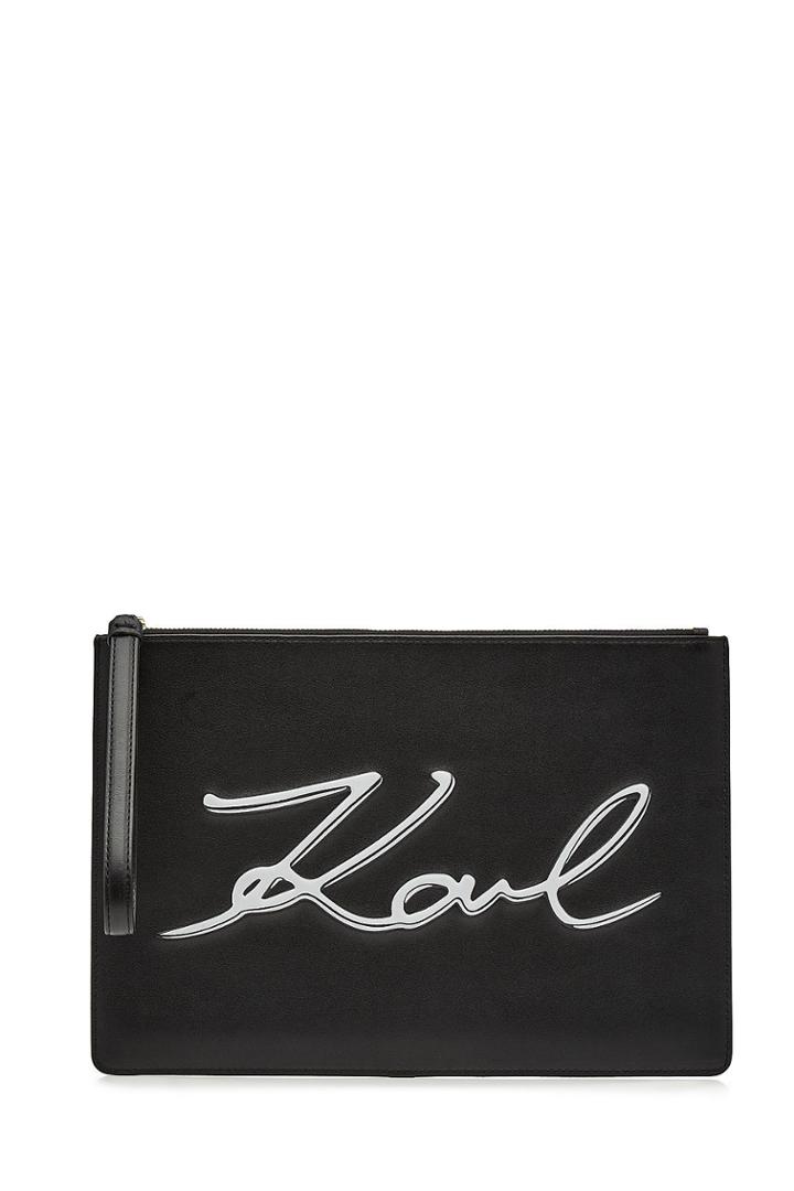 Karl Lagerfeld Karl Lagerfeld Zipped Leather Clutch