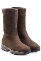 Hogan Hogan Shearling Lined Suede Boots - Brown