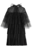 Valentino Valentino Tiered Tulle Dress With Point D'esprit - Black