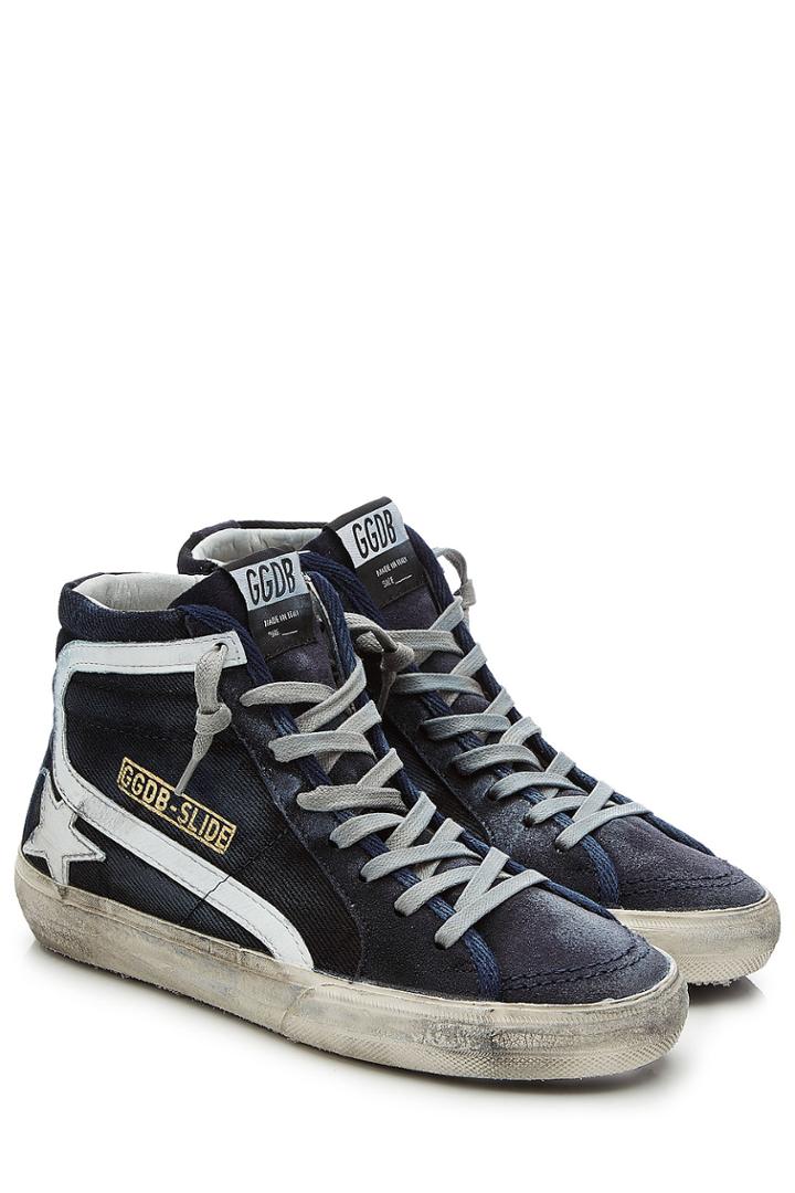 Golden Goose Golden Goose Slide Suede And Leather Sneakers - Blue