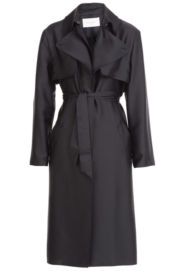 Cédric Charlier Cédric Charlier Satin Trench Coat - Black