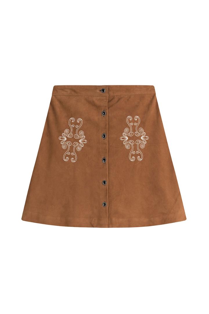 The Kooples The Kooples Suede Skirt With Embroidery