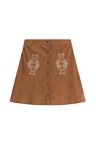 The Kooples The Kooples Suede Skirt With Embroidery