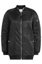 Zoe Karssen Zoe Karssen Satin Bomber Jacket With Slogan - Black