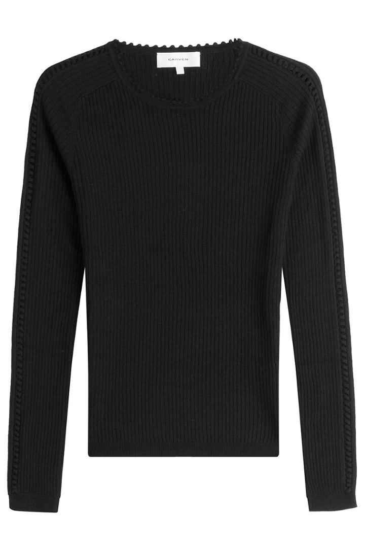 Carven Carven Ribbed Wool Pullover - Black