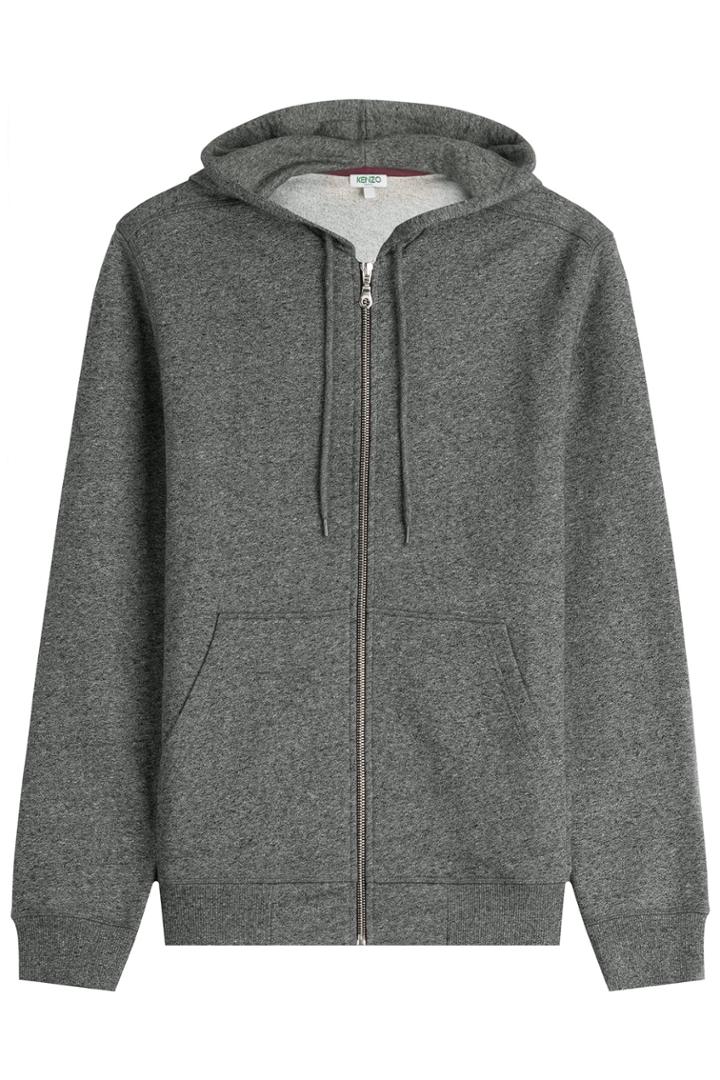Kenzo Kenzo Zipped Cotton Hood With Embroidery - Grey