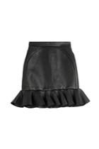 David Koma David Koma Leather Ruffle Hem Mini-skirt - Black