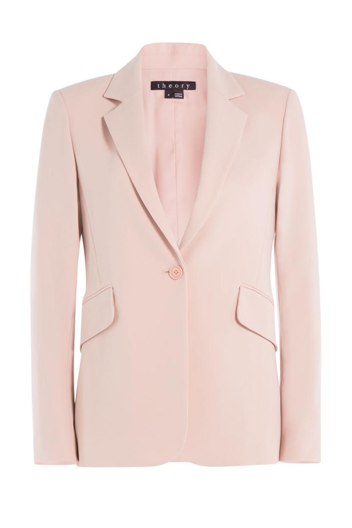 Theory Theory One Button Blazer In Admiral Crepe - Rose