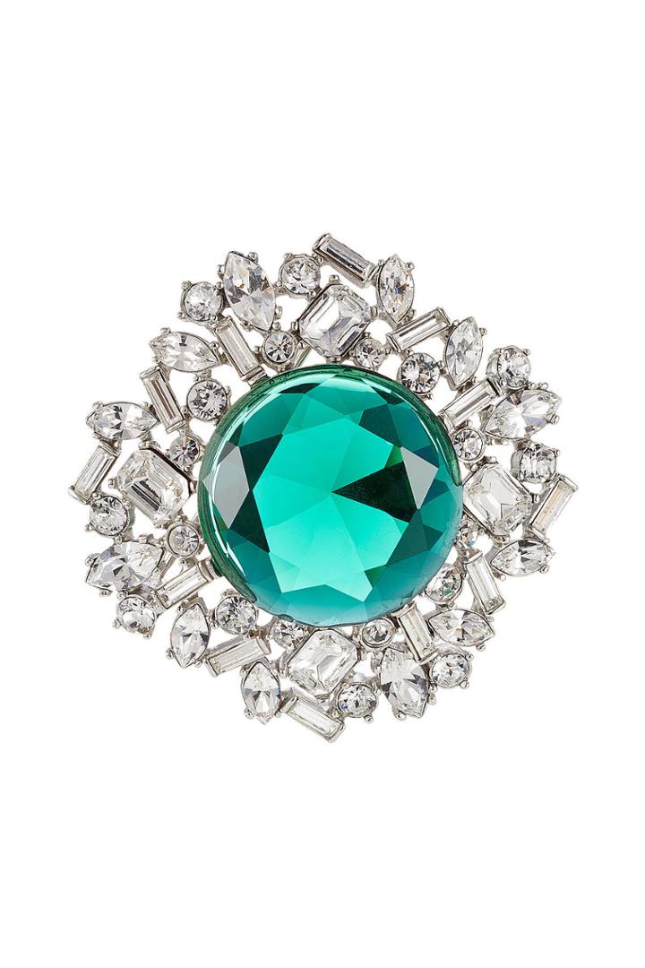 Kenneth Jay Lane Kenneth Jay Lane Crystal Brooch With Faceted Stone - Silver