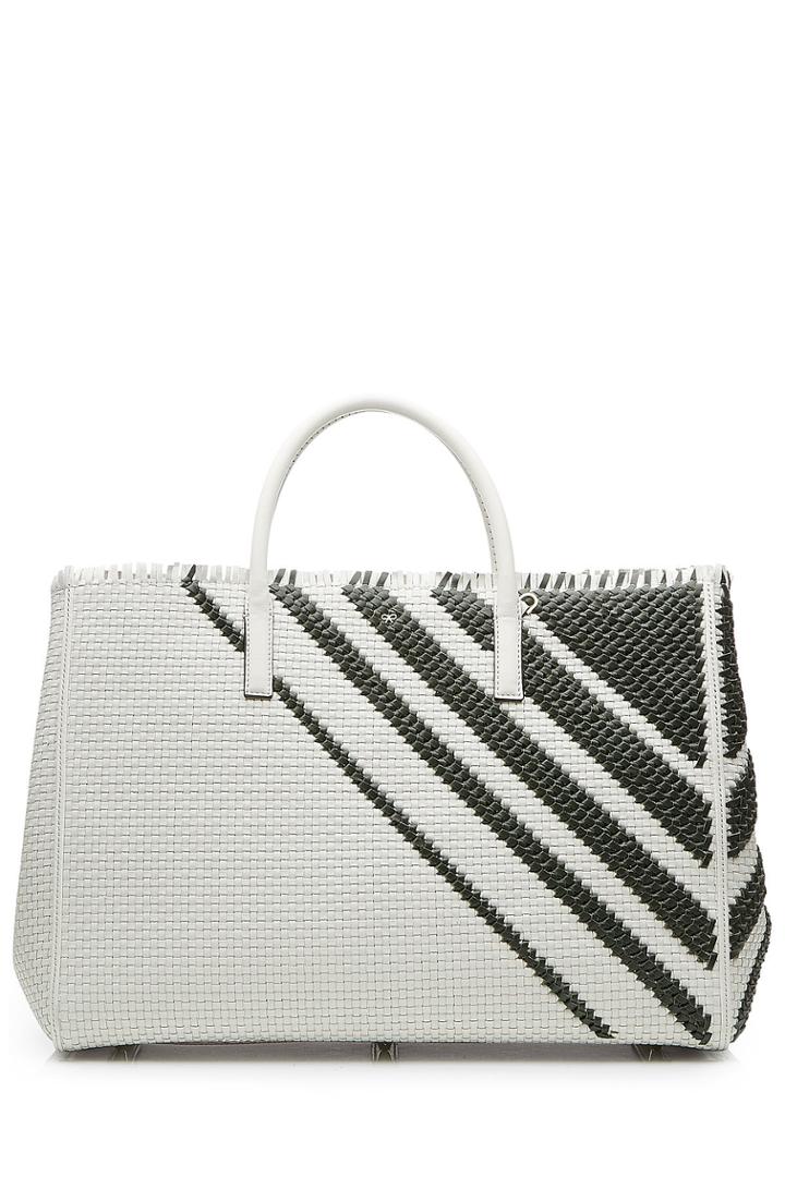 Anya Hindmarch Anya Hindmarch Diamonds Maxi Featherweight Ebury Woven Leather Tote