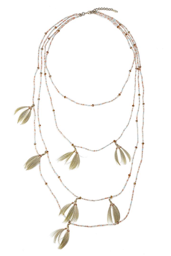 Valentino Valentino Feather And Bead Embellished Necklace - Multicolor