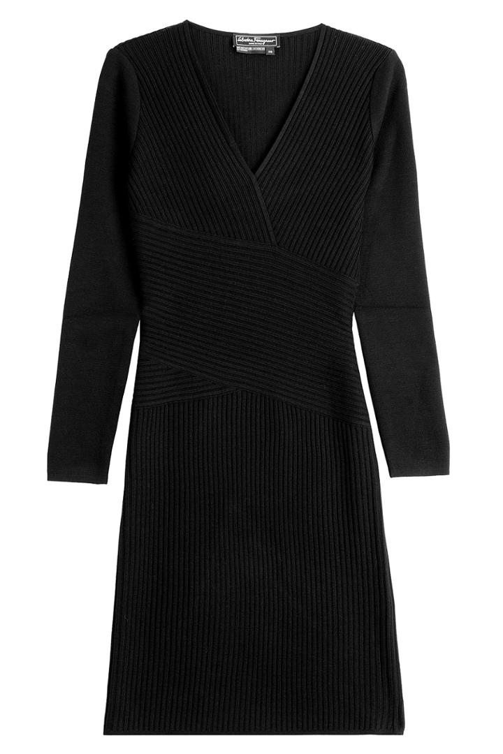 Salvatore Ferragamo Salvatore Ferragamo Ribbed Sweater Dress - Black
