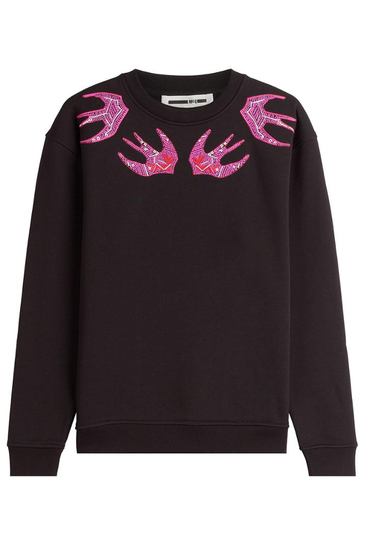 Mcq Alexander Mcqueen Mcq Alexander Mcqueen Cotton Sweatshirt With Beaded Sparrow Embellishment