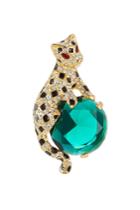 Kenneth Jay Lane Kenneth Jay Lane Crystal Embellished Cat Brooch - Multicolor