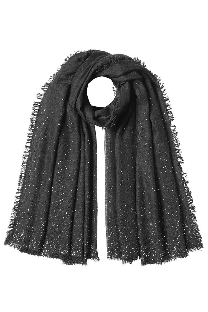 Faliero Sarti Faliero Sarti Sequinned Scarf With Wool, Silk And Cashmere - Black