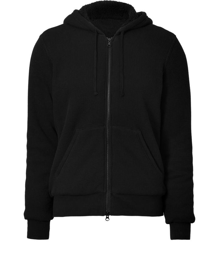 Vince Cotton Sherpa Hoodie In Black