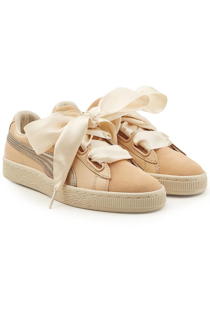 Puma Puma Basket Heart Suede And Leather Sneakers