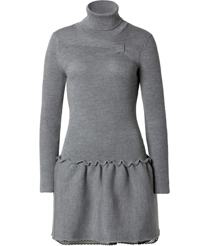 Valentino R.e.d. Wool Dress In Light Grey